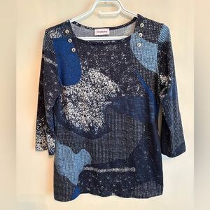 Navy and Blue Patterned Blouse